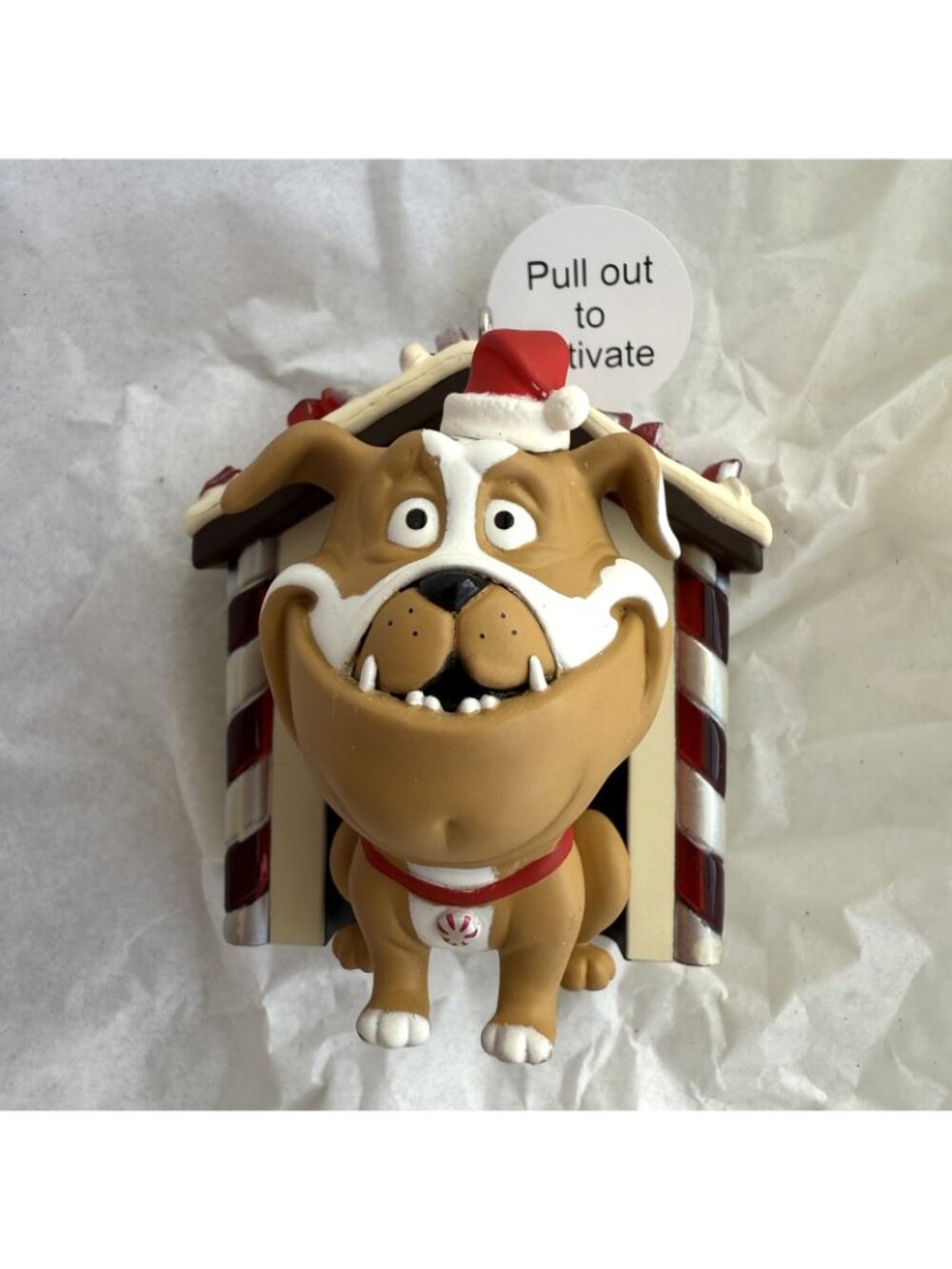 Hallmark Ornament 2013 Magic Peppermint Bark Motion Activated Bulldog NEW - Picture 4 of 5